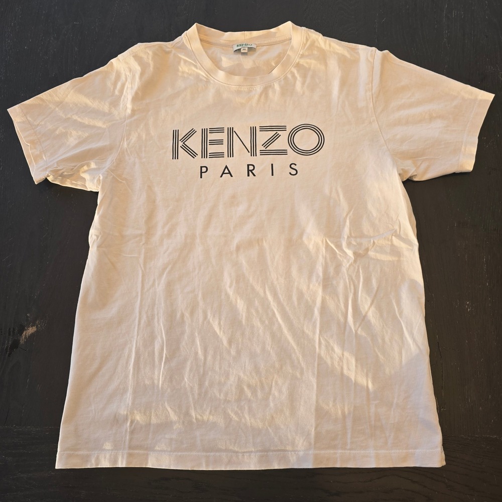 Kenzo Paris Mens Logo Graphic T-Shirt White Cotton Short Sleeve M F005TS0924SG